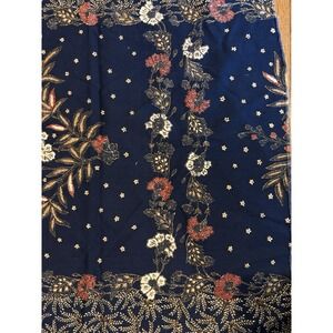 Vintage 70s Cotton Fabric Navy Floral‎ Border Print Kroda Wimpa 5th Ave 35x53
